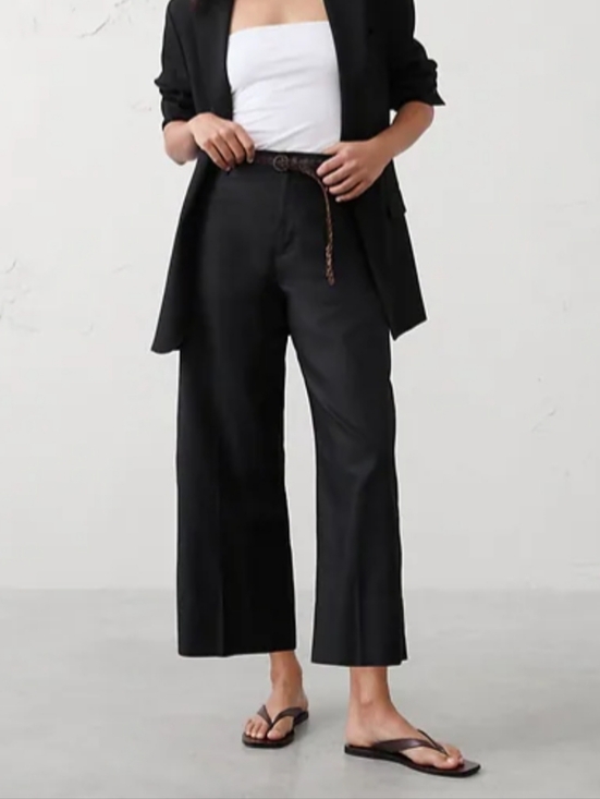 Banana Republic Factory Pants - NWT Banana Republic Wide Leg Cropped High Rise Pants Black Cotton & Lyocell 12
